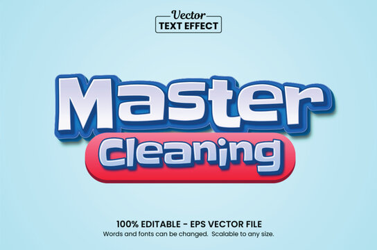 Master Cleaning Bold 3D Text Effect Editable Vector