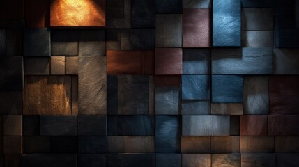 Fototapeta premium Abstract textured wall composed of colorful rectangular panels for background