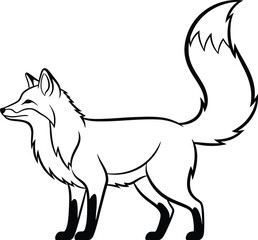 Obraz premium Simple black and white line drawing of a fox in profile