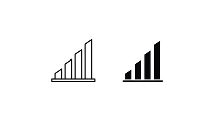 Fototapeta premium Simple bar graph icons in minimalist design with black outline and fill on white background for data visualization