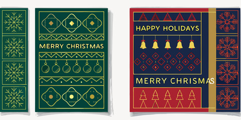 Festive christmas card designs with intricate patterns and holiday greetings © Lalin