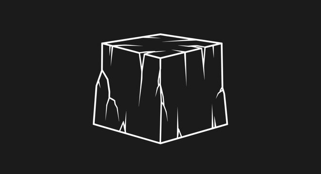 Black Cube with White Lines.