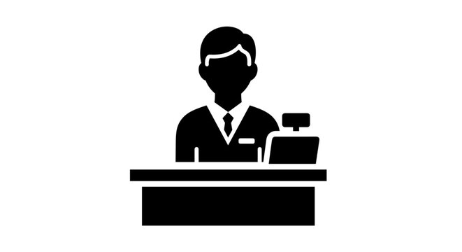 Cashier working at checkout counter.