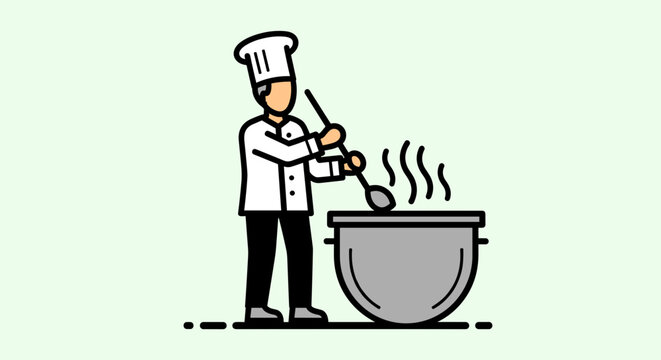 Chef Cooking in the Kitchen.