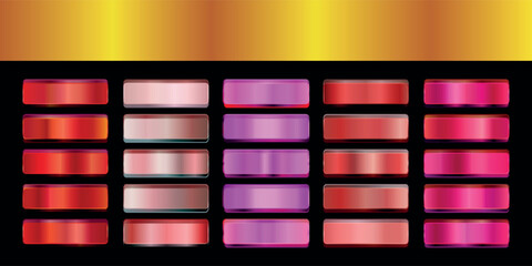 Metallic gradient foil background. most popular gradient. Gold, Pink gold, Silver and Holographic metal vector template © Qiana