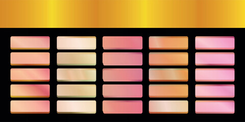 Metallic gradient foil background. most popular gradient. Gold, Pink gold, Silver and Holographic metal vector template © Qiana