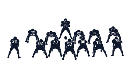 Obraz premium American Football Team Formation Silhouette, Offensive Play
