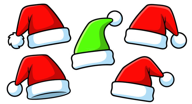 Christmas Hats: Red Santa Caps and One Green Elf Hat