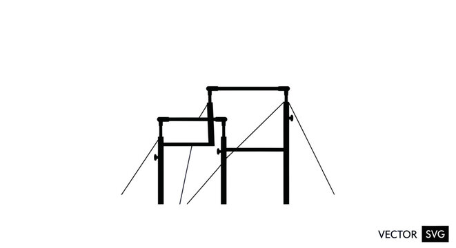 Gymnastics parallel bars silhouette, sport equipment, training apparatus, competition gear