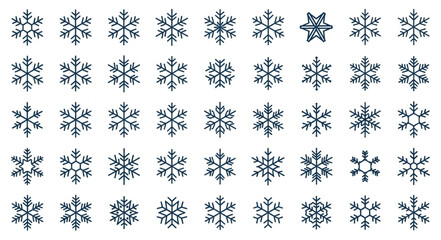 Collection of Various Snowflakes with Unique Patterns. © Bengil