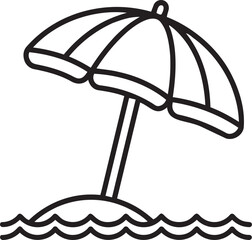 Outline Beach Umbrella Icon in White Background
