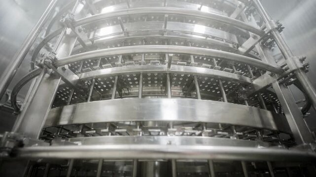 Medium shot of clean distillation column trays highlighting orderly downcomers and clear vapor spaces during maintenance turnaround.