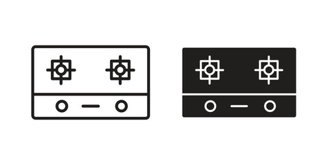 Fototapeta premium Stove icon in a simple, black and white style.