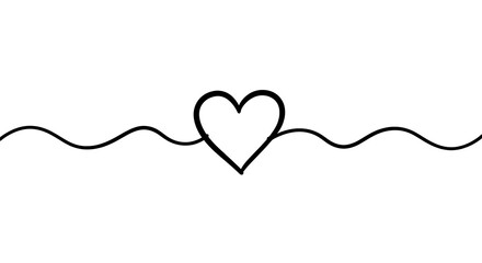 Fototapeta premium Black heart symbol centered on a wavy line