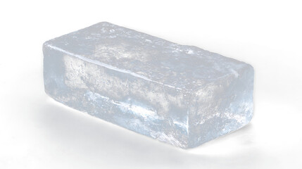 Obraz premium Clear ice block sitting on transparent background used for drinks or cooling items in warm settings