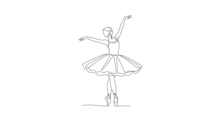 Ballet Dancer Silhouette Continuous Line Art © zui