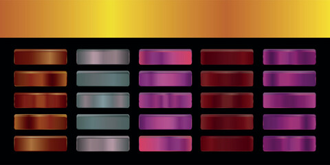 Metallic gradient foil background. most popular gradient. Gold, Pink gold, Silver and Holographic metal vector template © Dul