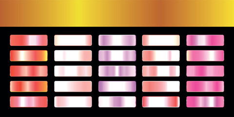 Metallic gradient foil background. most popular gradient. Gold, Pink gold, Silver and Holographic metal vector template © Dul