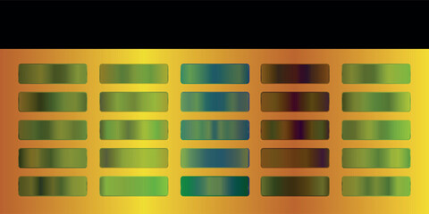 Metallic gradient foil background. most popular gradient. Gold, Pink gold, Silver and Holographic metal vector template