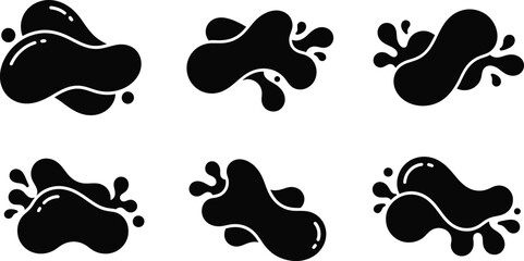 Dynamic black liquid splashes and blobs for design elements