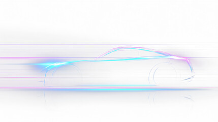 Obraz premium Outline of a modern car in motion with bright lines on a transparent background created for a design concept or advertisement