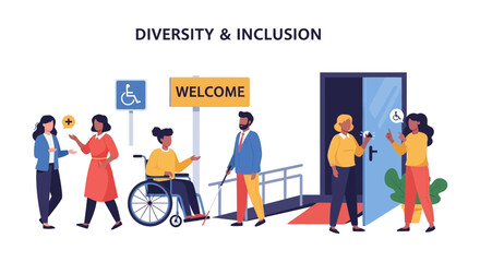 Fototapeta premium Diversity and Inclusion: Accessible Welcome for People with Disabilities & Diverse Community