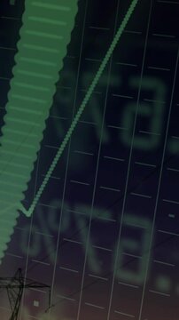 Vertical video: Pulsing dots pushing green line up marker and arrow gliding showing power rising