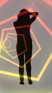 Vertical video: Pentagon pulsing cueing silhouette shifting posing swaying to show dance