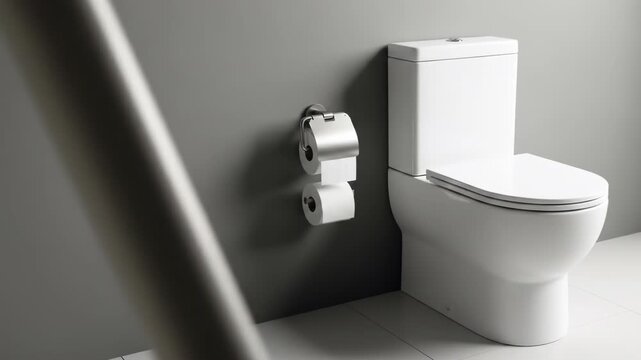 A bathroom corner with a toilet and double roll toilet paper holder