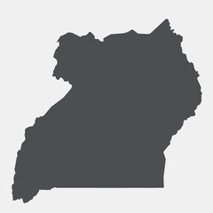 detailed black map of uganda