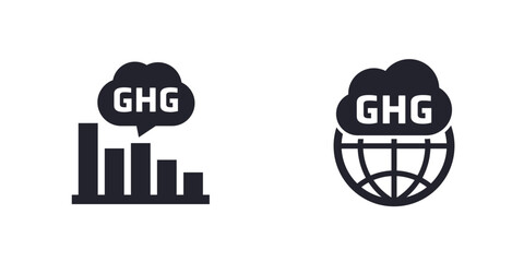 GHG, greenhouse gas icons, emissions and air pollution