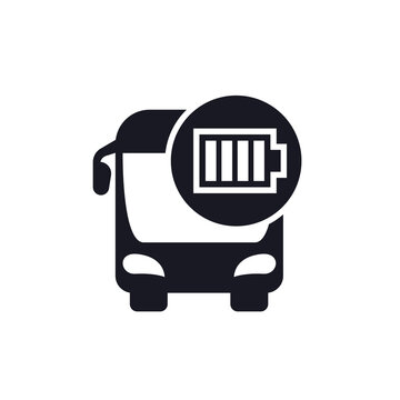 electric bus icon with a battery