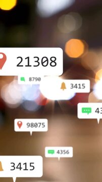 Vertical video: Bell label popping, starting floating pin bubble updating numbers, showing alerts