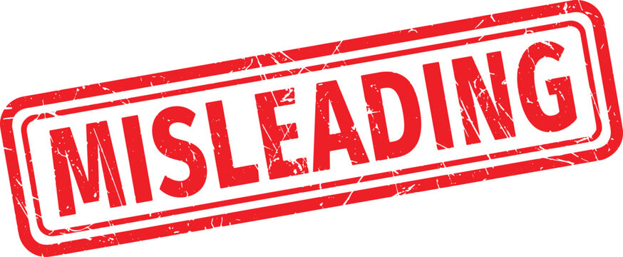MISLEADING red rubber stamp text
