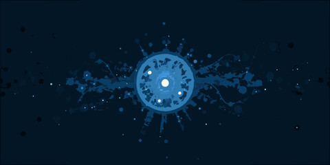 Abstract blue explosion or nebula with a bright central core © Apurba