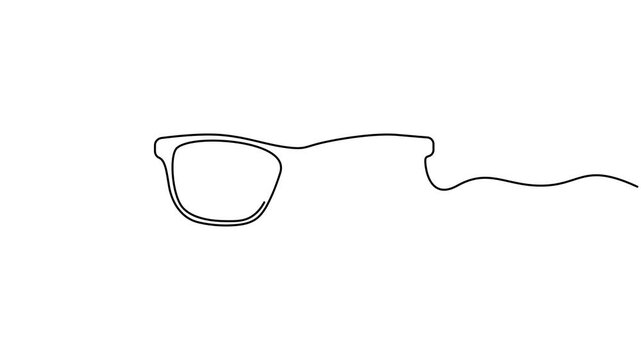 Sunglasses self animated continuous one line drawing of sunglasses. Sunglasses single line art animation.