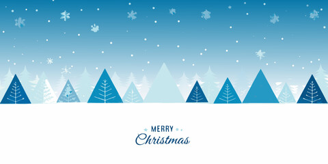 Winter scene with evergreen trees and a merry christmas greeting © Apurba