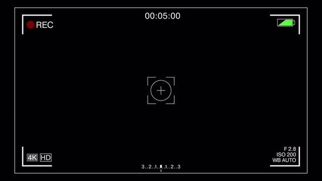 camera recording screen frame with timer  alpha channel 4k video footage