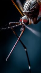 proboscis. Extreme macro view of a mosquito's sharp proboscis, intricate biological detail on dark background. wildlife magazines.
