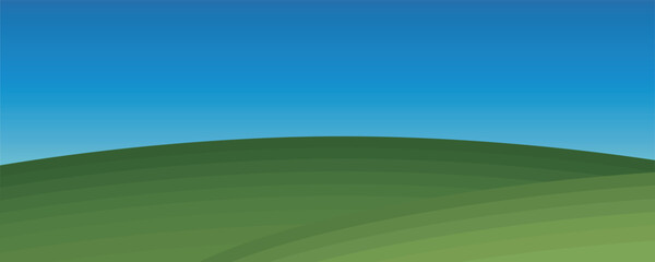 Obraz premium Gentle Green Hill Under Bright Blue Gradient Sky Minimalist Landscape