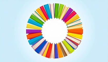 Obraz premium Colorful rainbow book circle design vector illustration for education and creativity