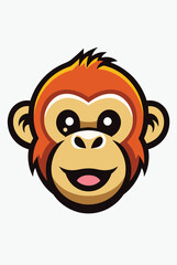 Vector monkey head cartoon illustration