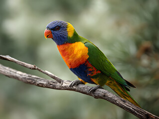 Fototapeta premium A vibrant close-up photo of a colorful Australian parrot, showcasing its bright feathers and natural tropical beauty.