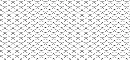 Line art of fish scale pattern isolated on white background, tile pattern line, mermaid tail pattern grid for decoration. scales of fish, vector pattern, vector illustration. © azlan