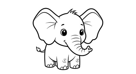 Obraz premium Adorable Baby Elephant Drawing, Cute Animal Illustration, Whimsical Art, Fun Environment