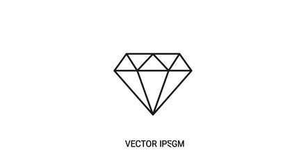 Fototapeta premium Diamond Gemstone Vector Line Art Icon.