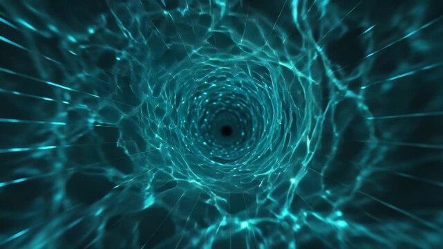 Futuristic warp speed tunnel made woven luminous fiber optic threads flexible digital fabric mesh, ultra-detailed 3D render, threads interlacing dynamically intelligent textile, stretching tightening