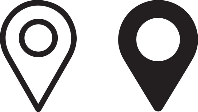 Map Pointer Icon in Line Art Style, Minimal Location Marker Outline Illustration for Navigation, GPS, Travel and Mapping