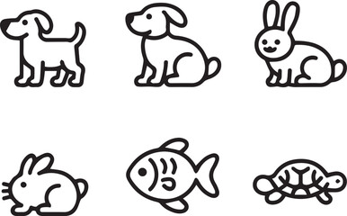 Obraz premium Set of Animals in Line Art Style, Minimal Wildlife Animal Outline Illustrations Collection