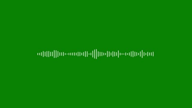 Sound waveform spectrum animation, audio visualizer lines isolated on green screen background, music equalizer rhythm bars meter, podcast voice message soundwave overlay design 4k